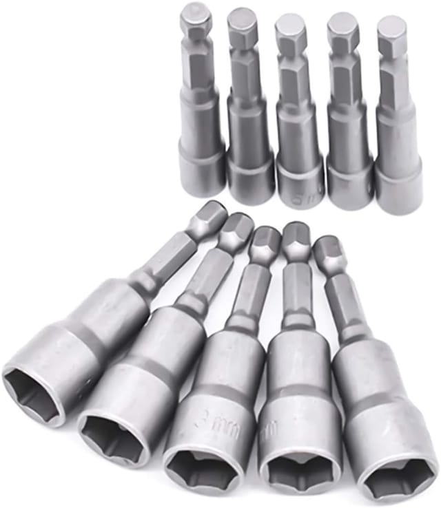 10-teiliges Bohrer-bit-set, 6–19 Mm Steckschlüssel-bit-adapter, Sechskant-steckschlüssel-bit-set Für Handbohrmaschine, Elektroschrauber, Steckschlüssel (chrom-vanadium-stahl)