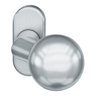 FSB - Türknopf auf Rosette, gekröpft, fest vernietet, Aluminium Edelstahl matt, 07 0846