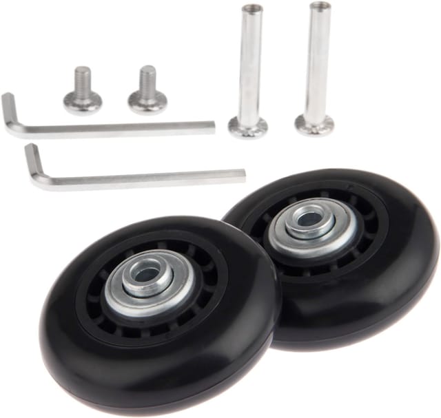 Kofferrolle, Gepäckrad, Achsen und Rollen, 2 Stück Ersatzrollen mit Lagerachsen 50 x 18 mm – Koffer-Ersatzräder für die Kofferreparatur