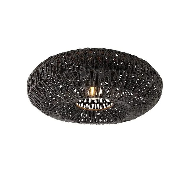 Retro-Deckenleuchte schwarz Seil 50cm - Lina