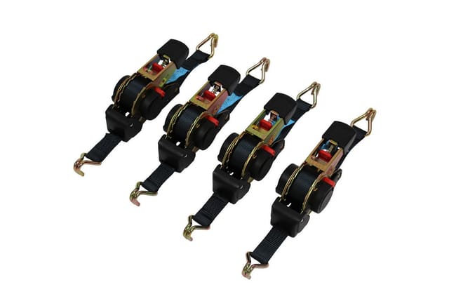 Trutzholm ® - 4 er Set Automatik Ratschenspanngurt Zurrgurt 3m x 25mm 320/640 daN selbstaufrollend mit Spitzhaken