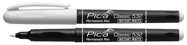 Permanentmarker instant white, Rundsp 1-2mm / sb - Pica
