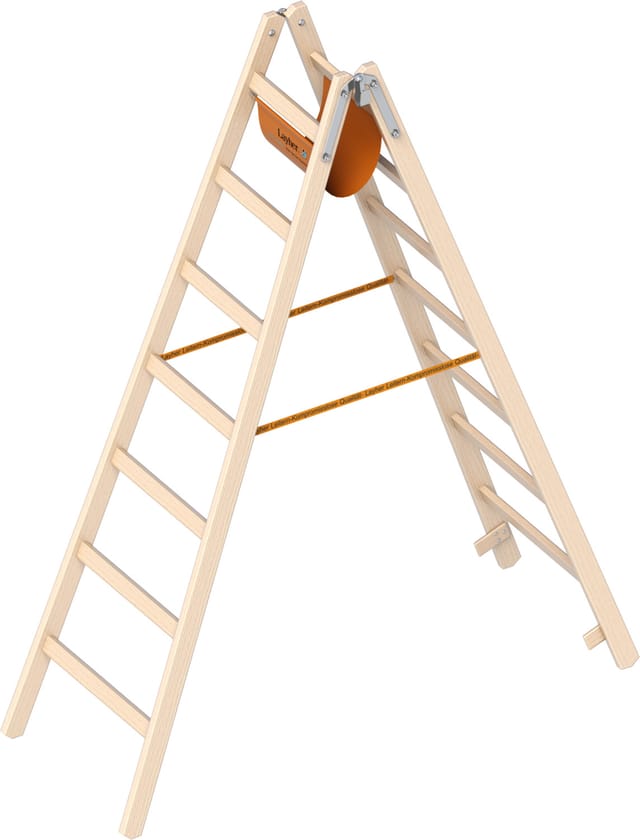 Layher 1053 Holzstehleiter nach Ö-Norm Z1501 2x7 Sprossen