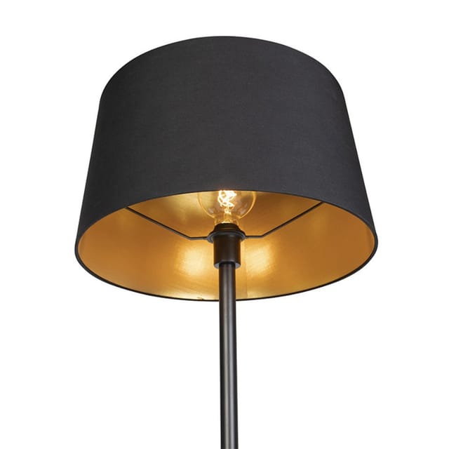 Moderne Stehleuchte schwarz mit schwarzem Schirm 45 cm - Simplo