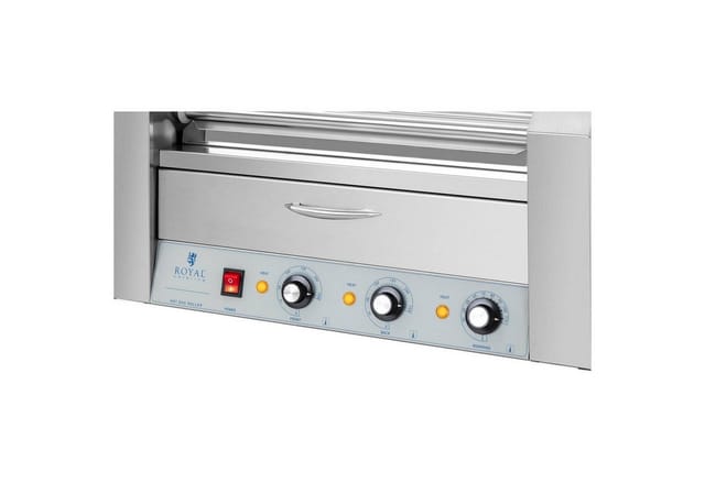 Royal Catering - Hot Dog Grill 2 Zonen Edelstahl Rollengrill Würstchengrill 7 Rollen 1.765 w