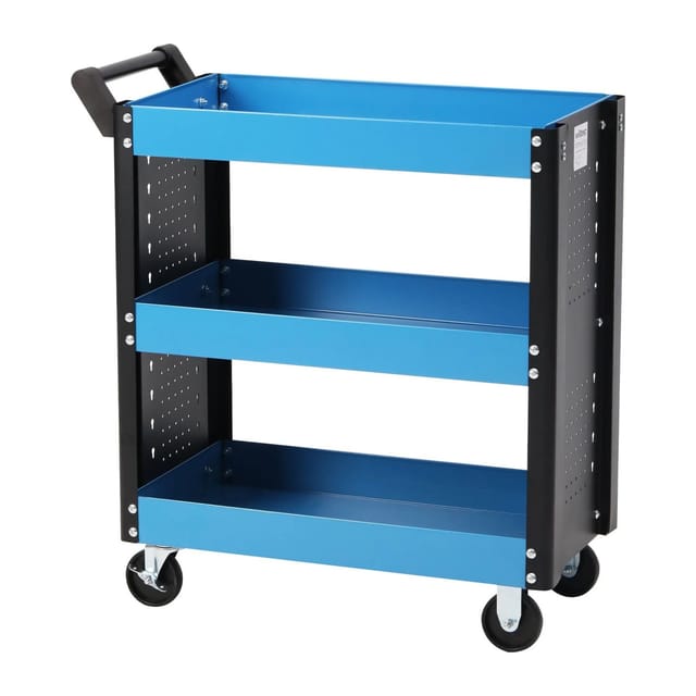 Xpotool - Wiltec Werkstattwagen mit 3 Etagen, 150 kg, 83x38x90 cm, Handgriff, Kunststoffreifen, Bremsen, Ablageflächen mit erhöhtem Rand,