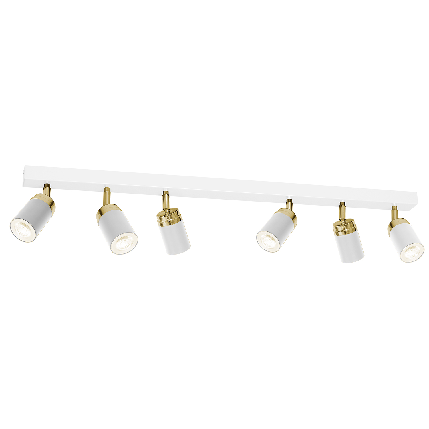 Leiste Mit 6 Beweglichen Scheinwerfern, Weiß Und Gold, 6xgu10 15w Reno Luminex