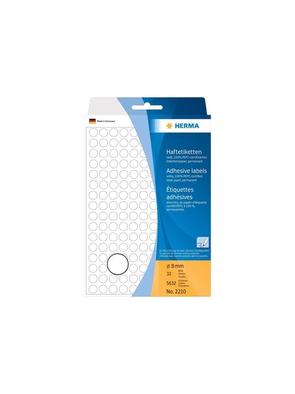 Herma - Markierungspunkt 8mm Papier weiß 5.632 Etik./Pack. 8mm Papier weiß 5.632 Etik./Pack.