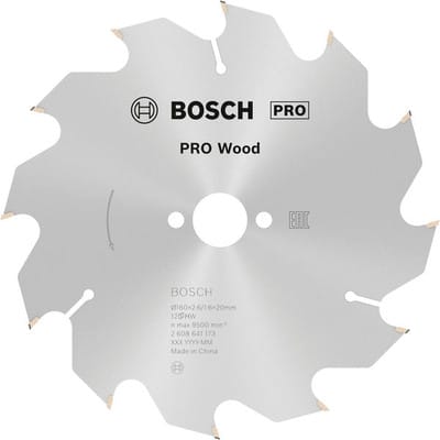 Pro Wood Kreissägeblatt, 160 x 2,6 x 20 mm, T12 - Bosch