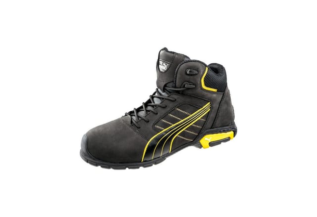 Puma - Sicherheitsstiefel Amsterdam Mid Gr. 44 schwarz/gelb Leder S3 src EN20345