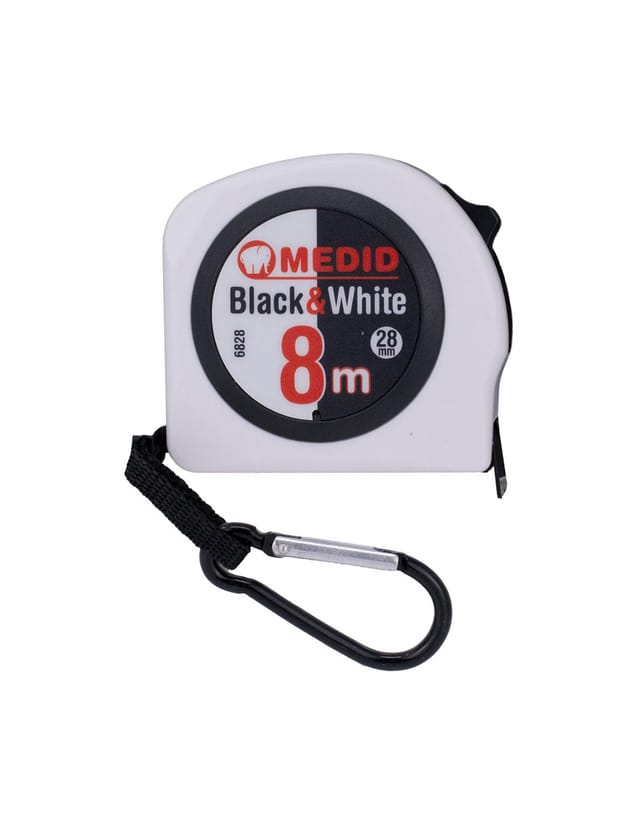 Maßband weiß Black & White 8m 28mm MEDID - 6828