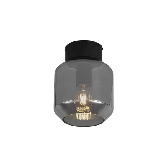 Moderne Deckenleuchte schwarz mit Rauchglas - Stiklo