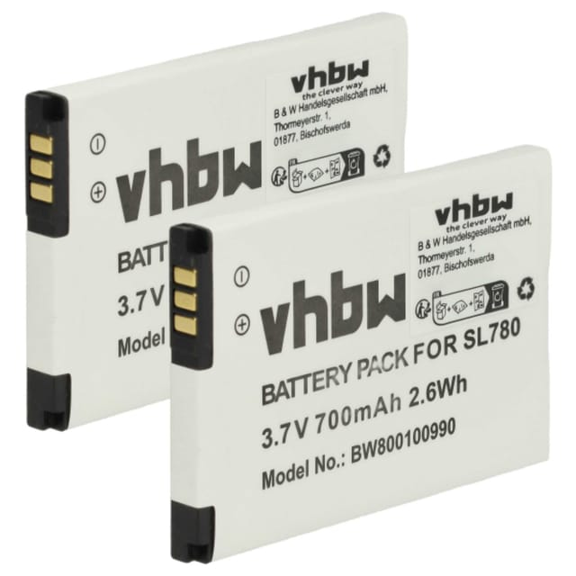 Vhbw - 2x Akku kompatibel mit Siemens Gigaset SL785, SL780, SL78, SL750H Pro, SL750H, SL788 schnurlos Festnetz Telefon (700 mAh, 3,7 v, Li-Ion)
