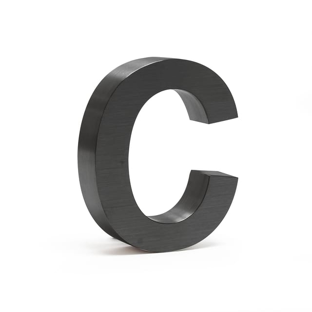 Wiltec - Hausnummer c anthrazit Edelstahl Hausnummer in modernem 3D-Design, Höhe 15 cm, Schrift Arial, rostfrei und witterungsbeständig, mit