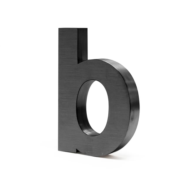 Wiltec - Hausnummer b anthrazit Edelstahl Hausnummer in modernem 3D-Design, Höhe 20 cm, Schrift Arial, rostfrei und witterungsbeständig, mit