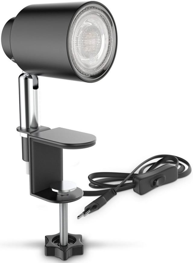 B.k.licht - Klemmlampe - 5W, 400lm, led, mit Stecker, dimmbar, warmweiß, schwarz