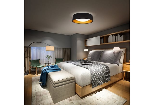 B.k.licht - Deckenlampe Ø40 cm - 18W, 2200lm, led, neutralweiß, schwarz-gold