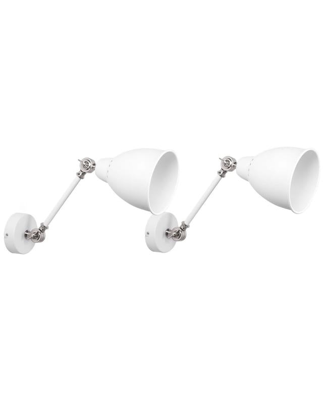 Wandleuchte Weiß Metall 2er Set mit Schwenkarm verstellbar Glockenförmig Modernes Design