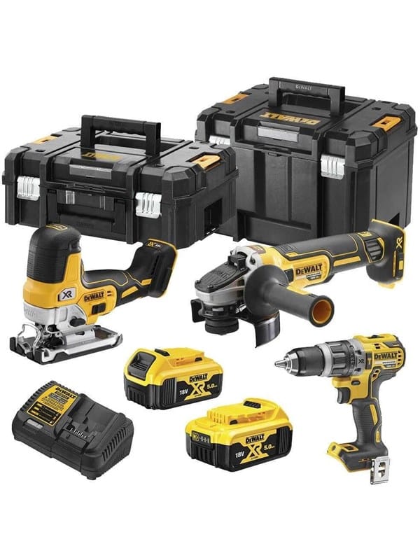 Dewalt - Akku-Maschinen-Set DCK329P2T, 18 Volt: DCD796 + DCG405 + DCS335, 2x 5,0 Ah und Ladegerät in tstak