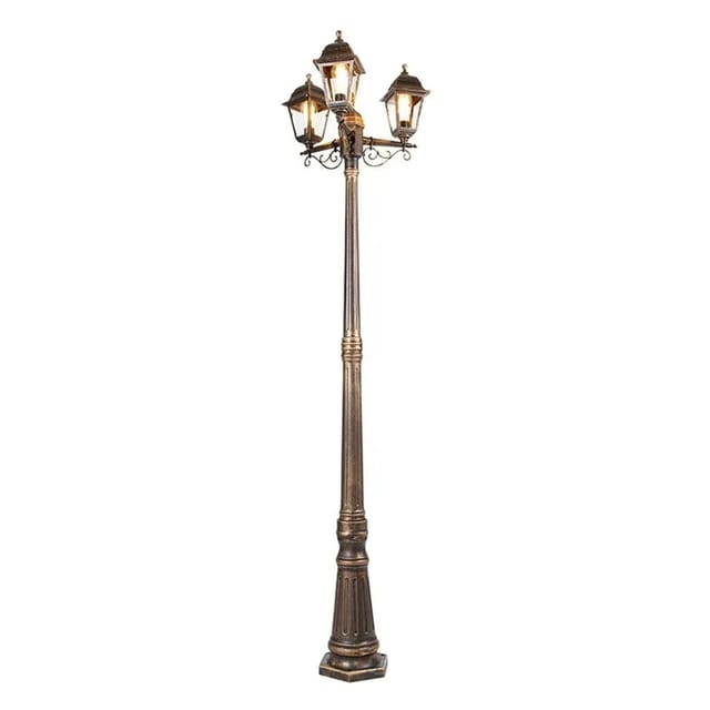 Qazqa - Klassische Laterne Antikgold 3-Licht IP44 - Hauptstadt