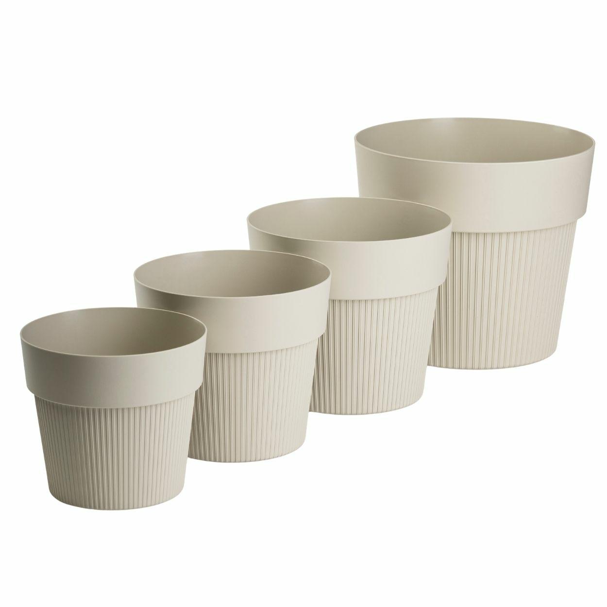 Silva Line Recyceltes Beigefarbenes Blumentopf-set, 4-teilig.