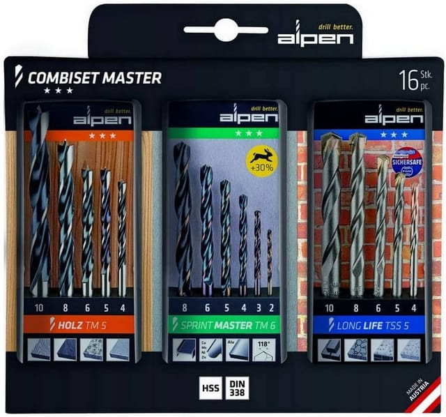 Alpen - 0000811003100 Combiset Master Universal-Bohrersortiment