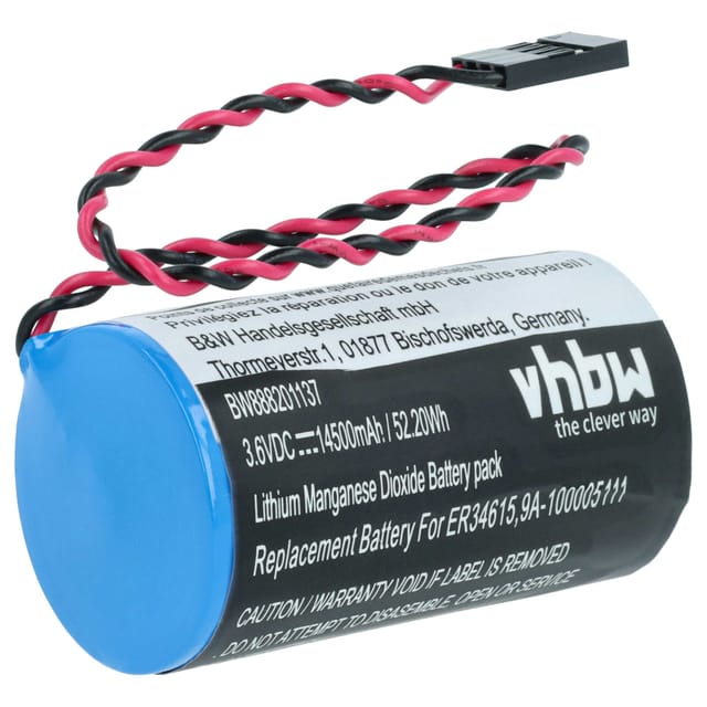 Vhbw - Batterie Ersatz für Cameron Nuflo 9A-100005111, MV-100005111, LS33600-CN1 für Messgerät (14500 mAh, 3,6 v, Li-MnO2)