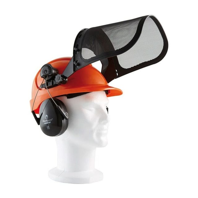 Singer Safety - Forsthelm singer orange / Anti-Lärm-Schalenhelm / Visierhalter / Gittervisier - HGCF01