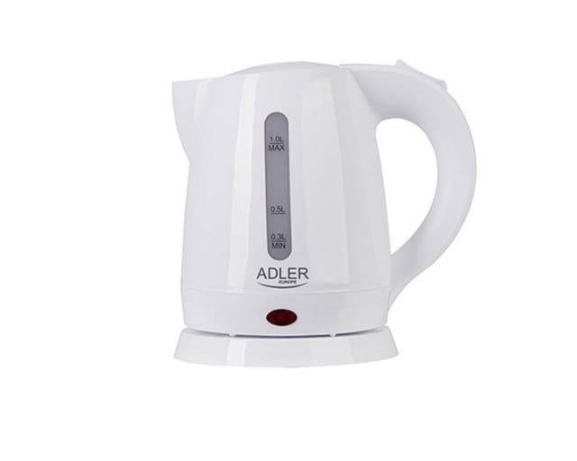 AD1272 1 Liter Wasserkocher, BPA-frei, verdecktes Heizelement, automatisches Abkochen, kabellos 360°, 1600W, White - Adler