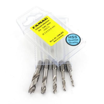 Holzspiralbohrer-Bit-Set hss-g 5-tlg. 1596.805.00 im Blister 3 4 5 6 8 mm - Famag
