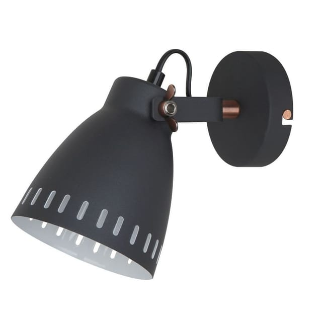 Franklin - Industrie- und Retro-Wandlampe Graphit, rotes Kupfer 1 Licht mit Graphitschirm, E27 - Italux