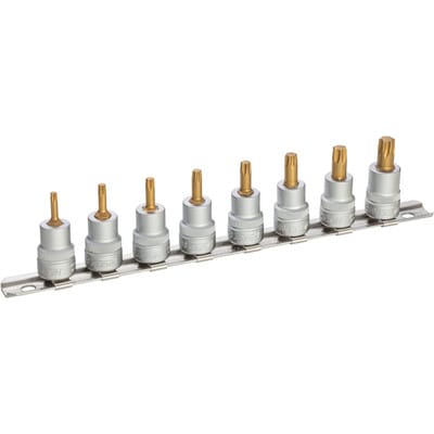 Steckschlüsseleinsatz Satz, Vierkant hohl 10 mm (3/8), Innen torx Profil, T15 - T50, Anzahl Werkzeuge: 8 - Hazet