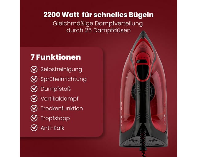 Db 3752 Dampfbügeleisen Schwarz, Rot 2200 w - Clatronic