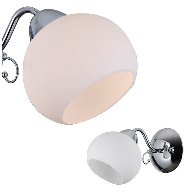 Italux Masseri - Stilisierte Wandleuchte Chrom, Weiß 1 Licht mit weißem Schirm, E27