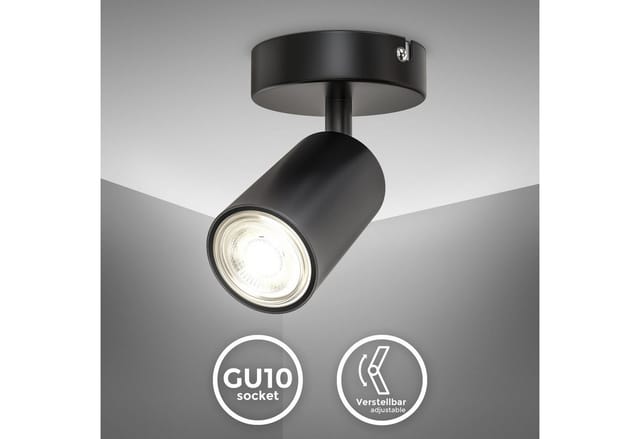 Wandlampe - schwenkbar, GU10 Fassung, max. 9W, schwarz