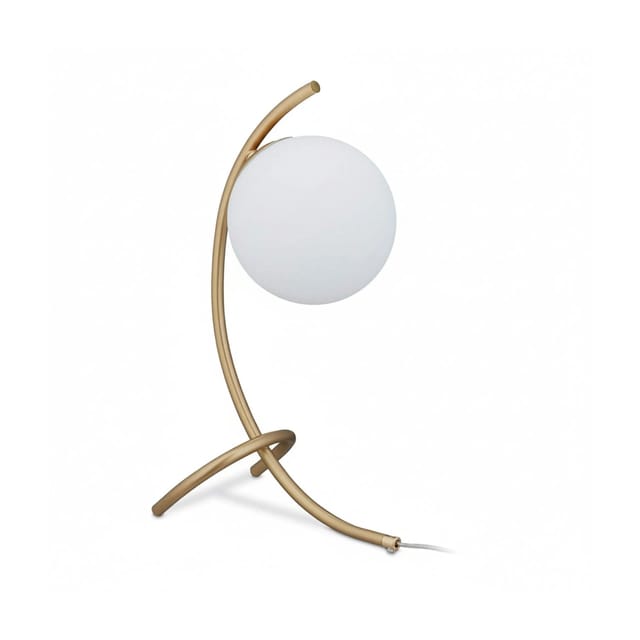 Tischlampe Kugel, geschwungen, Metall & Glas, E27, Lampe Schlafzimmer, Wohnzimmer, Nachttischlampe, gold/weiß - Relaxdays