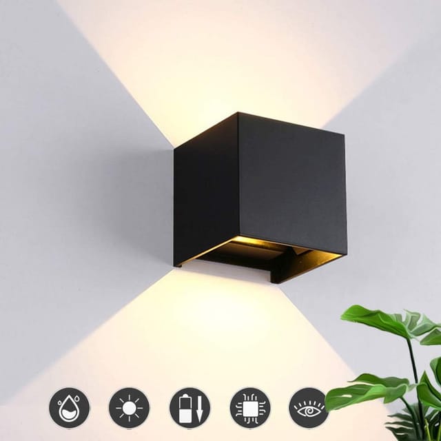 Led Wandleuchte Innen Außen 12W Moderne Aluminium Leuchten mit Einstellbarem Abstrahlwinkel Warmweiß Wandlampe Wasserdicht Wandleuchte - Schwarz