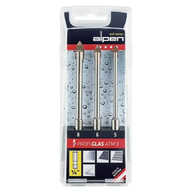 Profi Glas atm 3 0028900003100 Glasbohrer-Set 3teilig 5 mm, 6 mm, 8 mm 1/4' (6.3 mm) 1 St. - Alpen