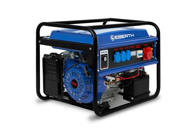 5500 Watt Notstromaggregat Stromerzeuger Stromaggregat mit E-Start, 13 ps Benzinmotor, 4-Takt, 3-Phasen, 1x 400V, 3x 230V, 1x 12V, automatischer