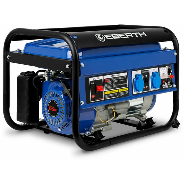 3000 Watt Notstromaggregat Stromerzeuger Stromaggregat mit 6,5 ps Benzinmotor, 4-Takt, luftgekühlt, 2x 230V, 1x 12V, Seilzugstart, Automatischer
