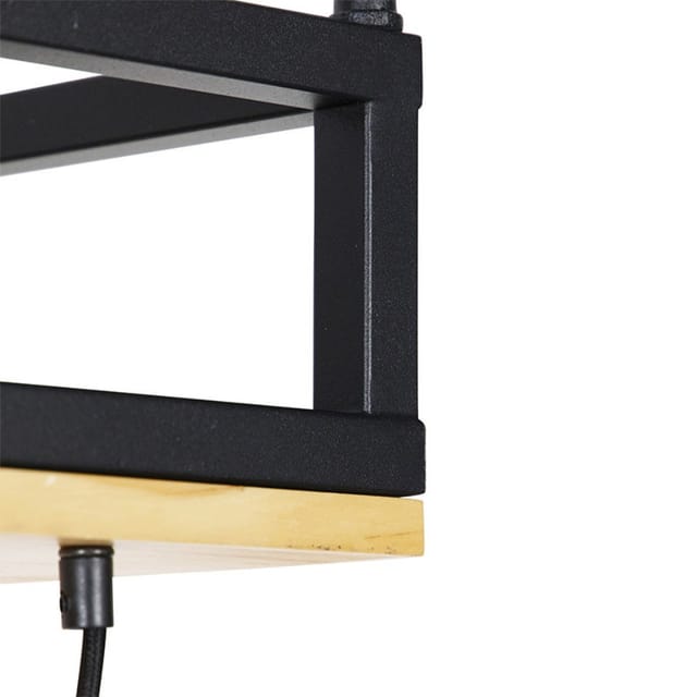 Industrielle Hängelampe schwarz mit Holz 5-Licht - Regal