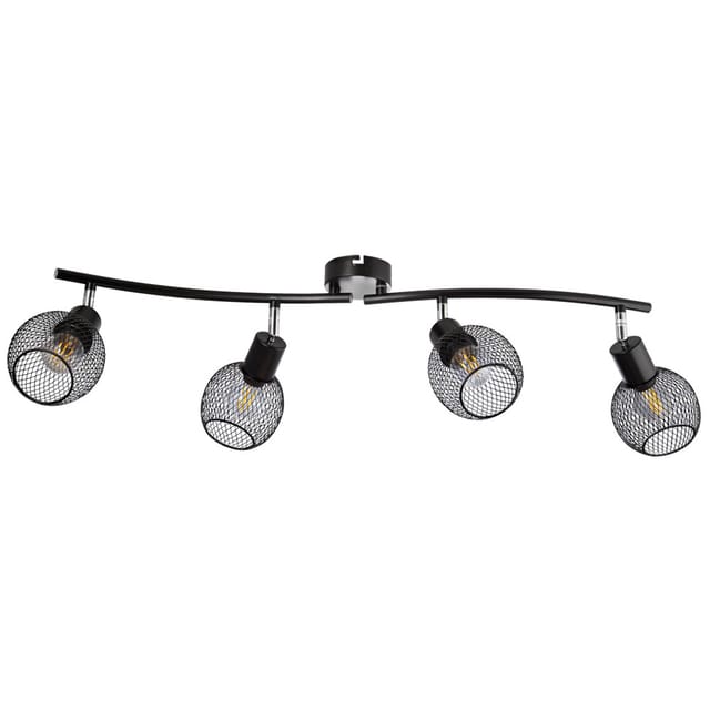 Decken Leuchte Ess Zimmer Kugel Strahler schwarz Käfig Lampe Licht-Schiene Nino Leuchten 81020408