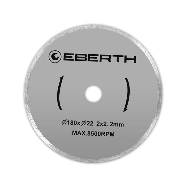 EBERTH Trennscheibe Diamanttrennscheibe für Stein, Beton, Fliesen und Feinsteinzeug, Diamantscheibe mit 180mm Durchmesser 22,2mm Bohrung 2,2mm Stärke