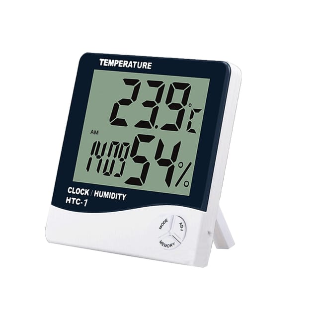 Digitales Thermometer Mit Hygrometer, Lcd-display, Großer Wetterstation, Wecker, Kalender, Zeiterinnerung Und Max/min-speicher, Htc-1