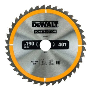 DT1945-QZ Kreissägeblatt 190 x 30 mm, 40 Zähne, genageltes Holz - Dewalt