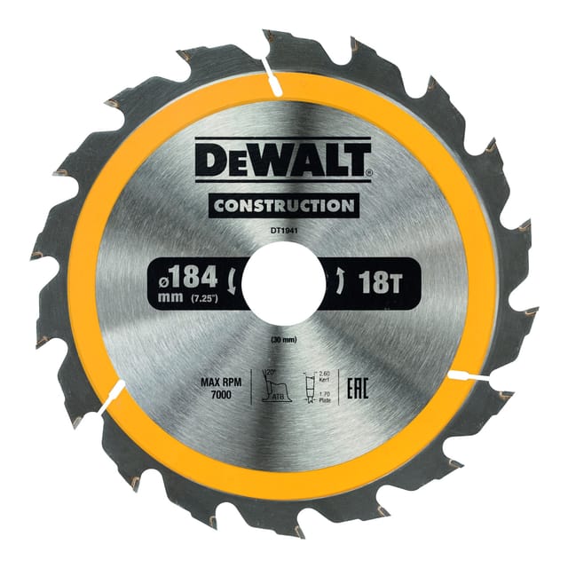Kreissägeblatt Handkr. 184/30 mm 18WZ - Dewalt