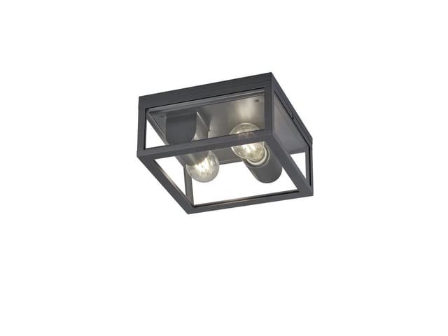 Trio Lighting - Garonne outdoor deckenleuchte doppelte lampe aluminiumguss anthrazit und transparentes glas ip44 24x24cm 601860242