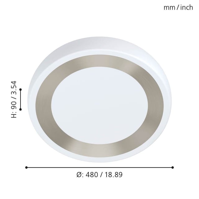 Eglo - led Deckenleuchte Ruidera weiß silber ø 48 cm Deckenlampen & Kronleuchter