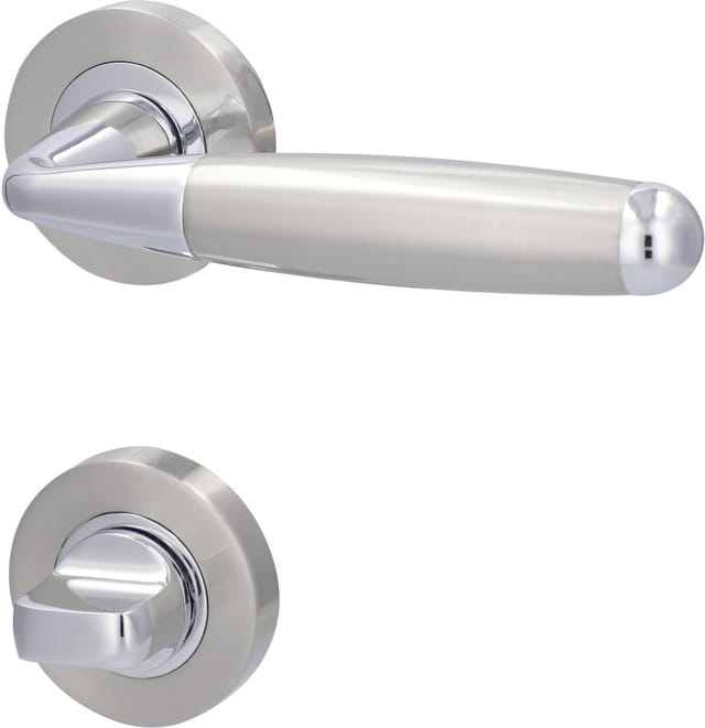 Alpertec - WC-Rosettengarnitur Solid 8 Edelstahl silber rund Beschläge