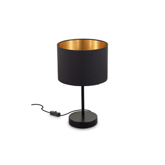 B.k.licht - Nachttischlampe - mit Schalter, Stoff, max. 40W, E27 Fassung, schwarz
